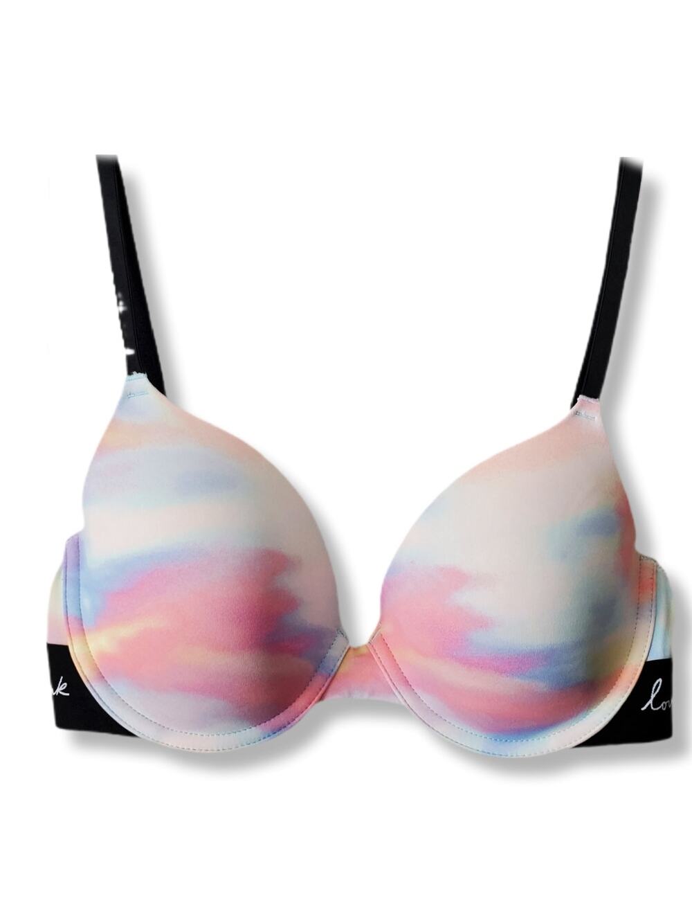 VS Victoria Secret PINK Pastel Tie Dye Push Up T Shirt Bra 32D Everyday Classic